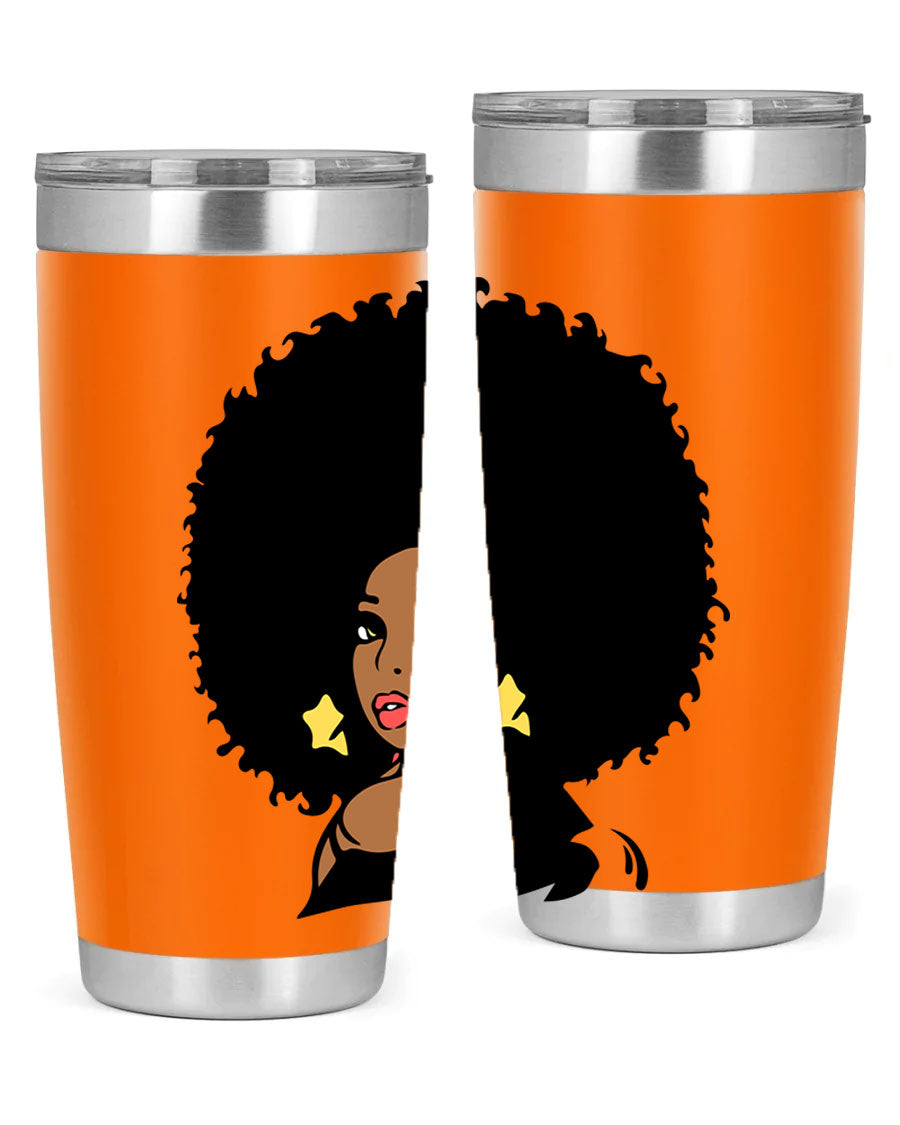 Black Women - Queen 58# Tumbler showcasing a stylish design with double wall vacuum stainless steel and a vibrant print celebrating black women.