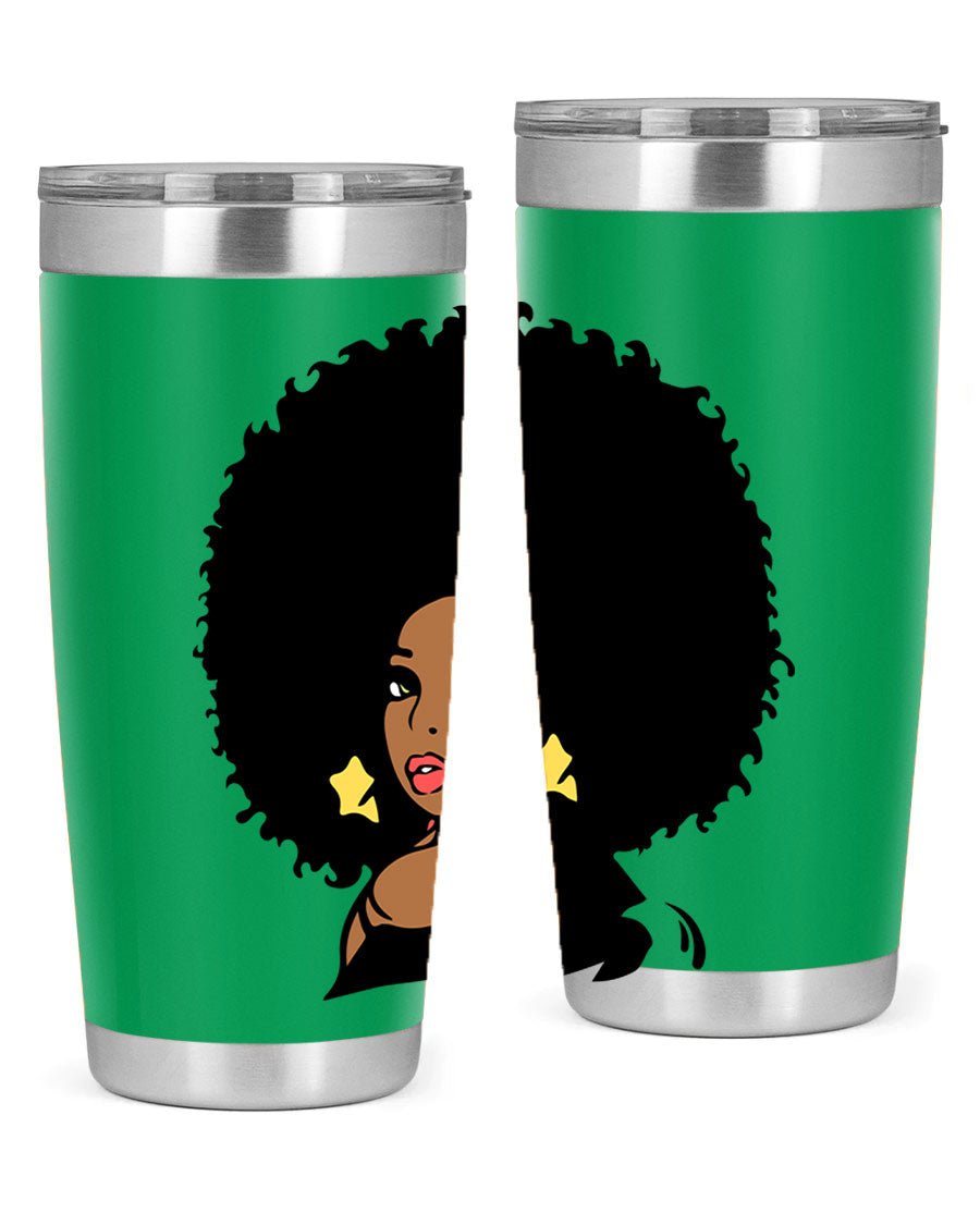 Black Women - Queen 58# Tumbler showcasing a stylish design with double wall vacuum stainless steel and a vibrant print celebrating black women.