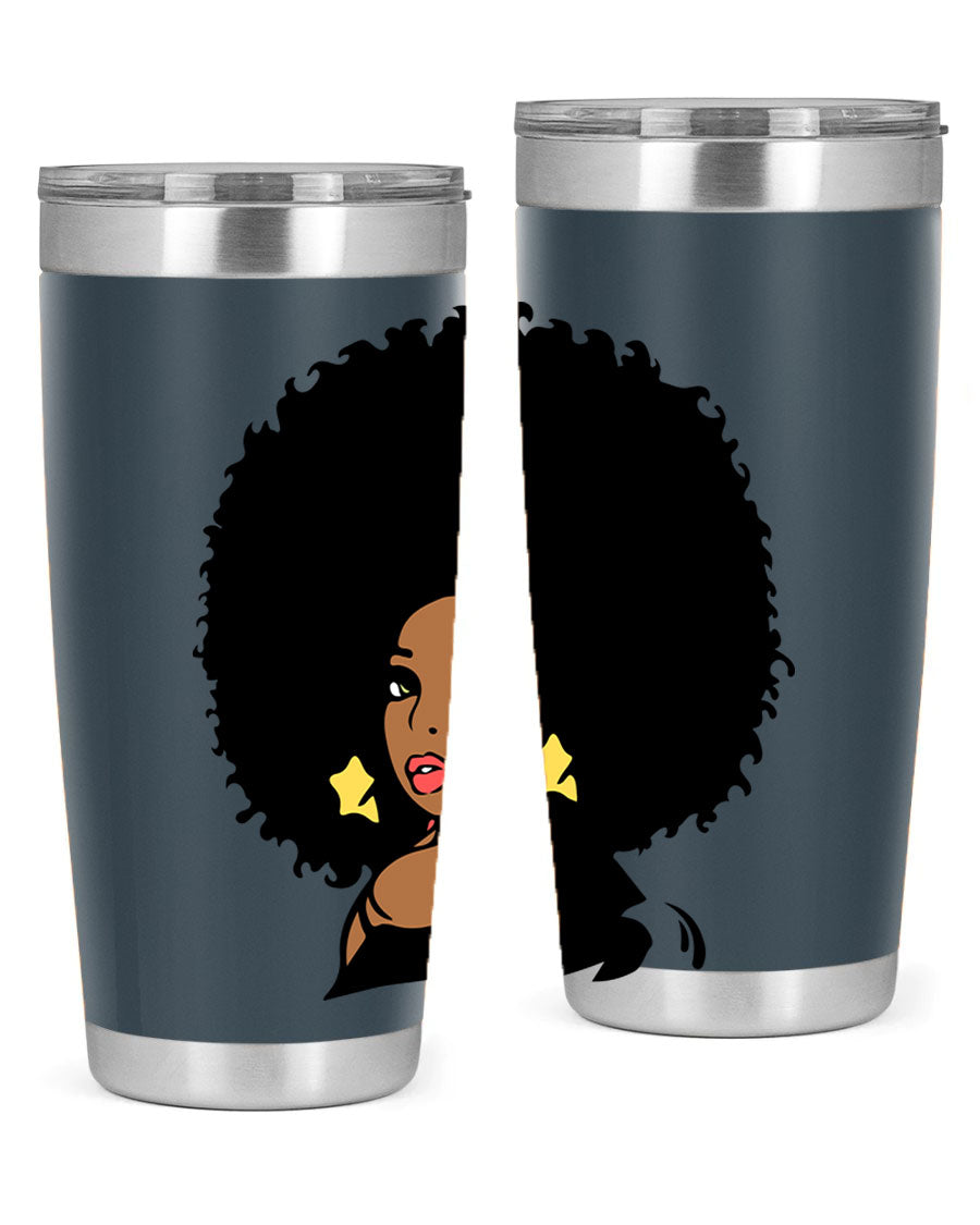 Black Women - Queen 58# Tumbler showcasing a stylish design with double wall vacuum stainless steel and a vibrant print celebrating black women.