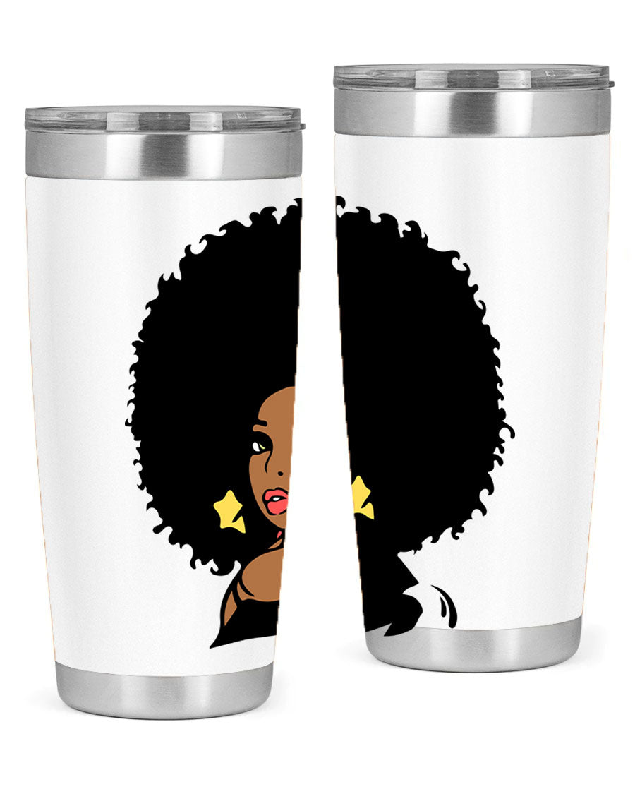 Black Women - Queen 58# Tumbler showcasing a stylish design with double wall vacuum stainless steel and a vibrant print celebrating black women.