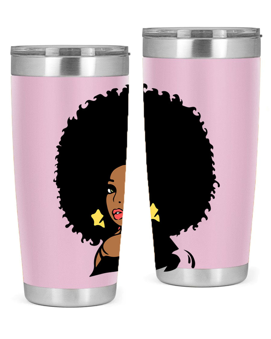 Black Women - Queen 58# Tumbler showcasing a stylish design with double wall vacuum stainless steel and a vibrant print celebrating black women.