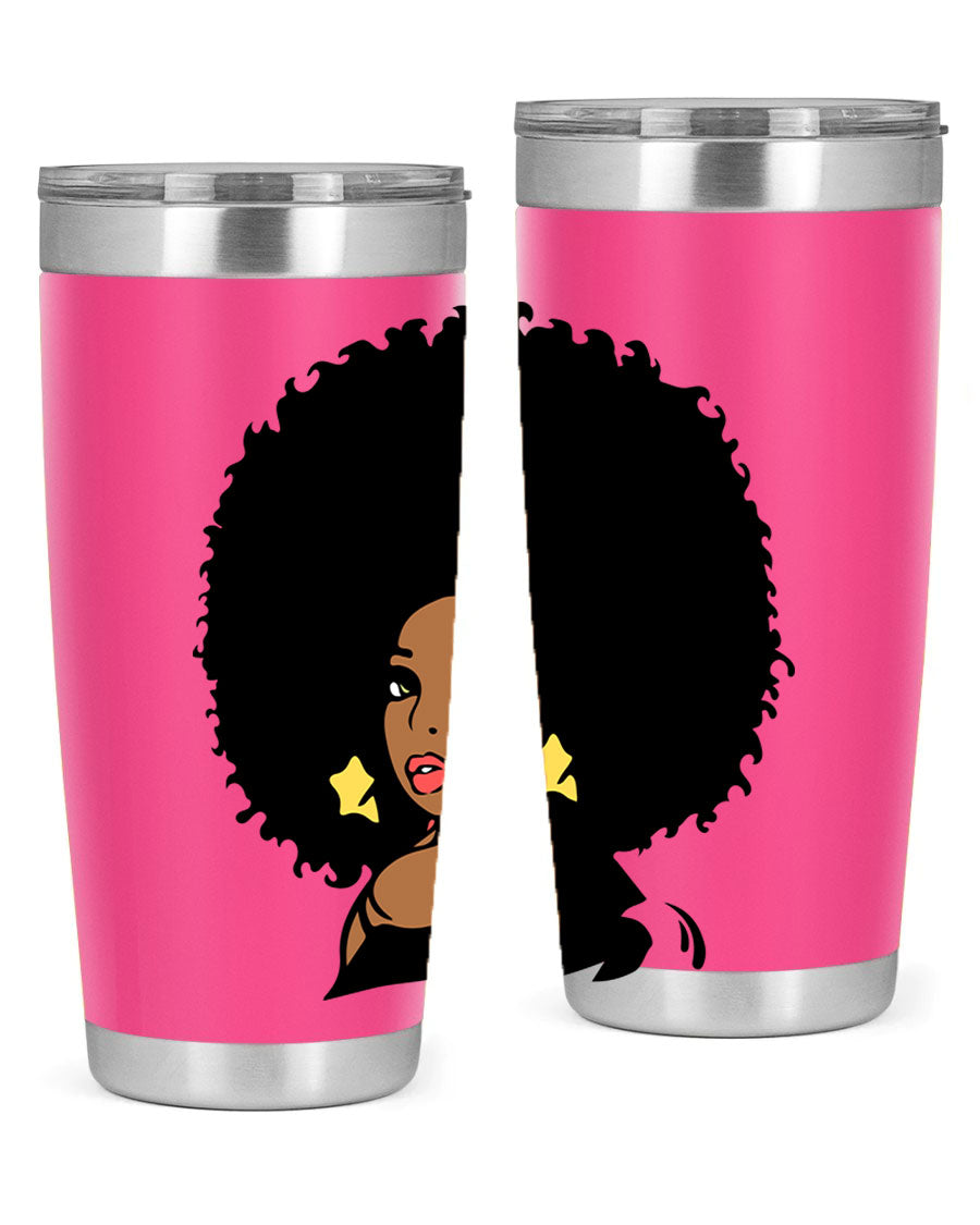 Black Women - Queen 58# Tumbler showcasing a stylish design with double wall vacuum stainless steel and a vibrant print celebrating black women.