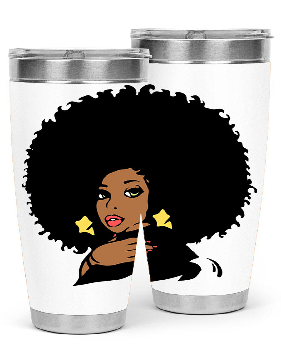 Black Women - Queen 58# Tumbler showcasing a stylish design with double wall vacuum stainless steel and a vibrant print celebrating black women.