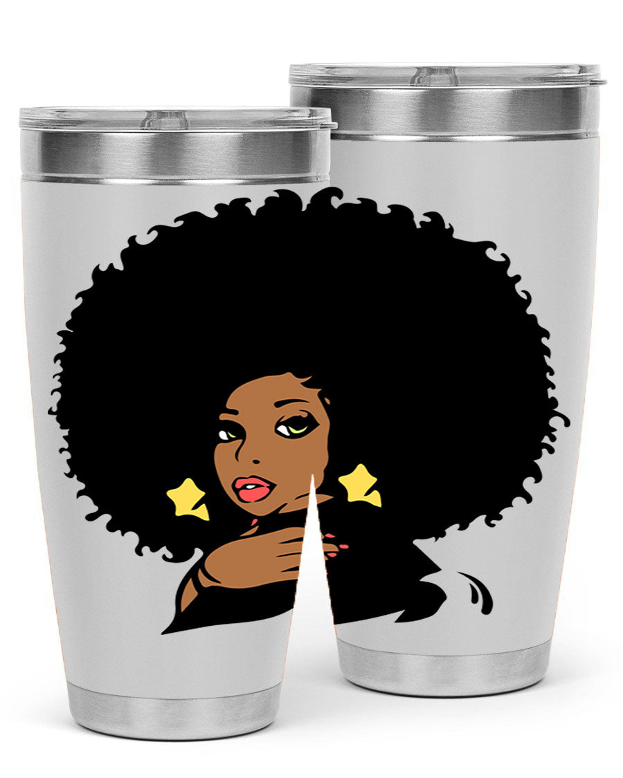 Black Women - Queen 58# Tumbler showcasing a stylish design with double wall vacuum stainless steel and a vibrant print celebrating black women.