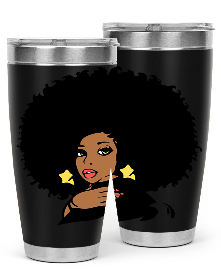 Black Women - Queen 58# Tumbler showcasing a stylish design with double wall vacuum stainless steel and a vibrant print celebrating black women.