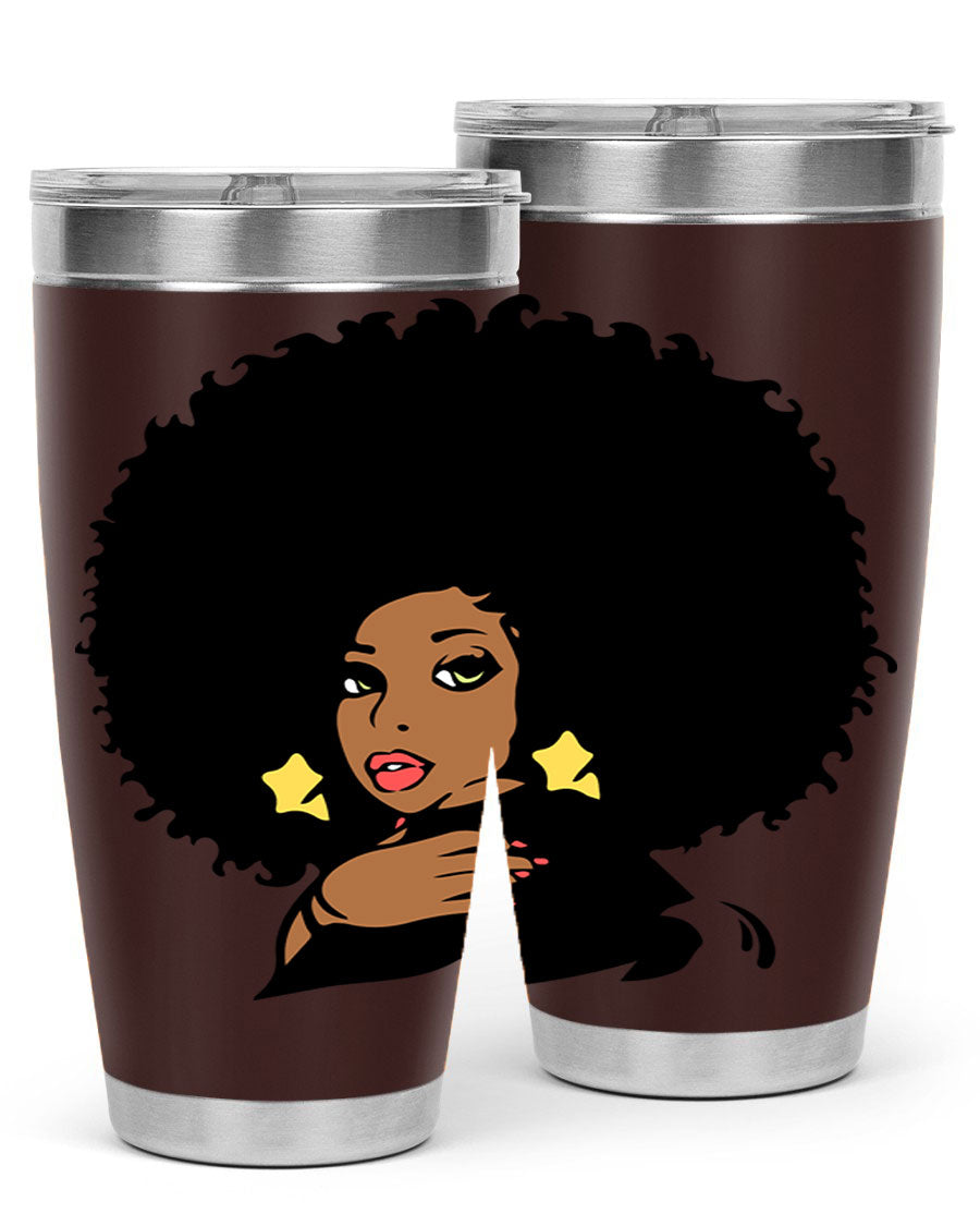 Black Women - Queen 58# Tumbler showcasing a stylish design with double wall vacuum stainless steel and a vibrant print celebrating black women.