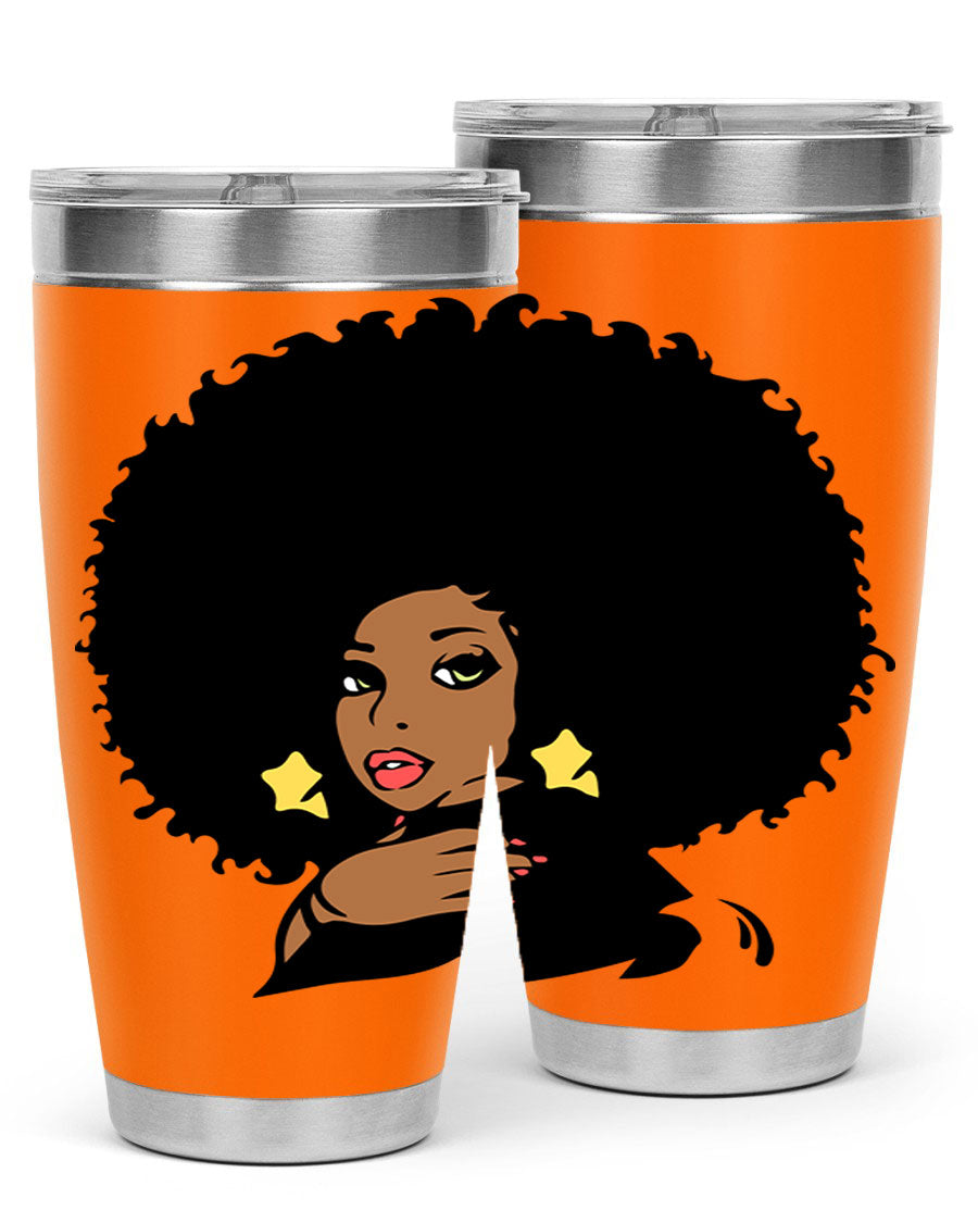 Black Women - Queen 58# Tumbler showcasing a stylish design with double wall vacuum stainless steel and a vibrant print celebrating black women.