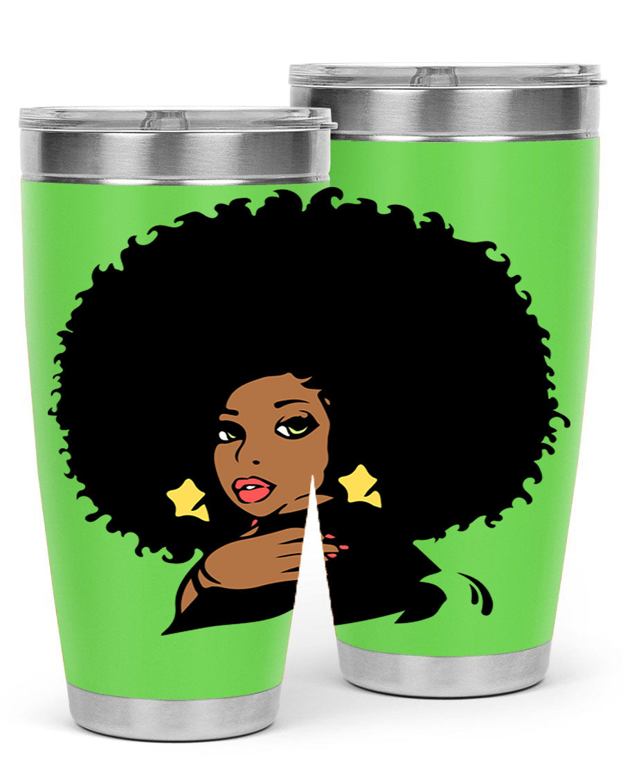 Black Women - Queen 58# Tumbler showcasing a stylish design with double wall vacuum stainless steel and a vibrant print celebrating black women.