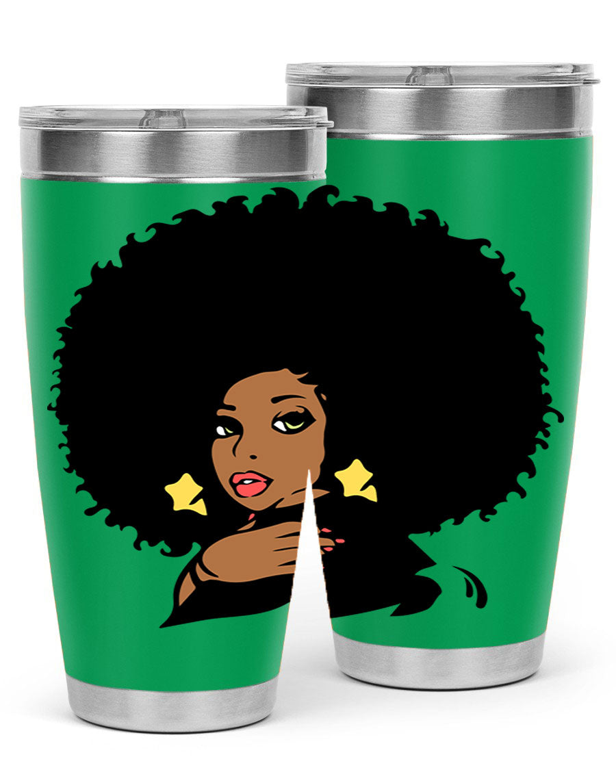 Black Women - Queen 58# Tumbler showcasing a stylish design with double wall vacuum stainless steel and a vibrant print celebrating black women.