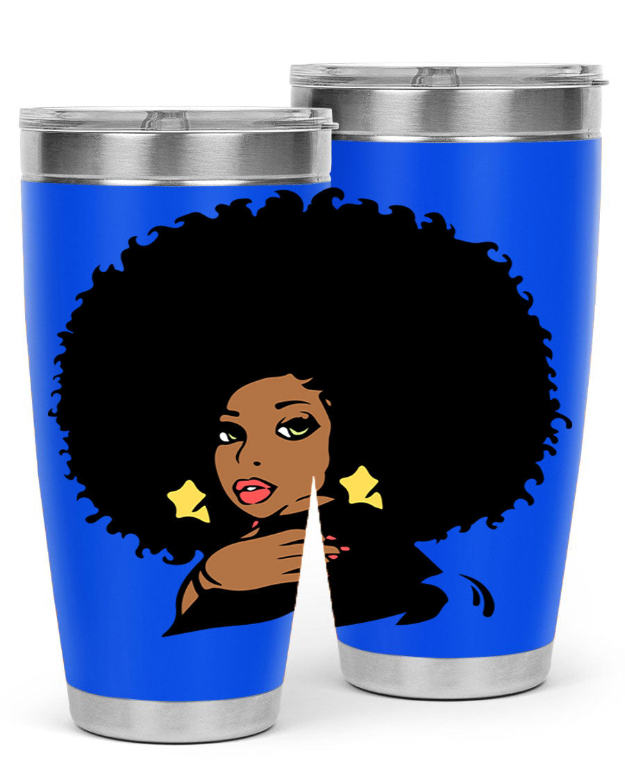 Black Women - Queen 58# Tumbler showcasing a stylish design with double wall vacuum stainless steel and a vibrant print celebrating black women.