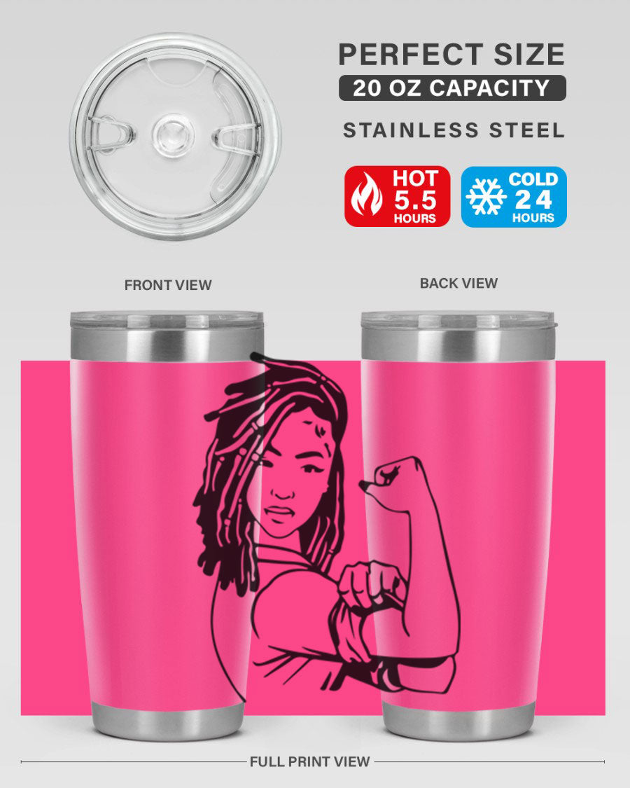 Black women queen tumbler showcasing a stylish design, made of stainless steel with a drink-thru lid.