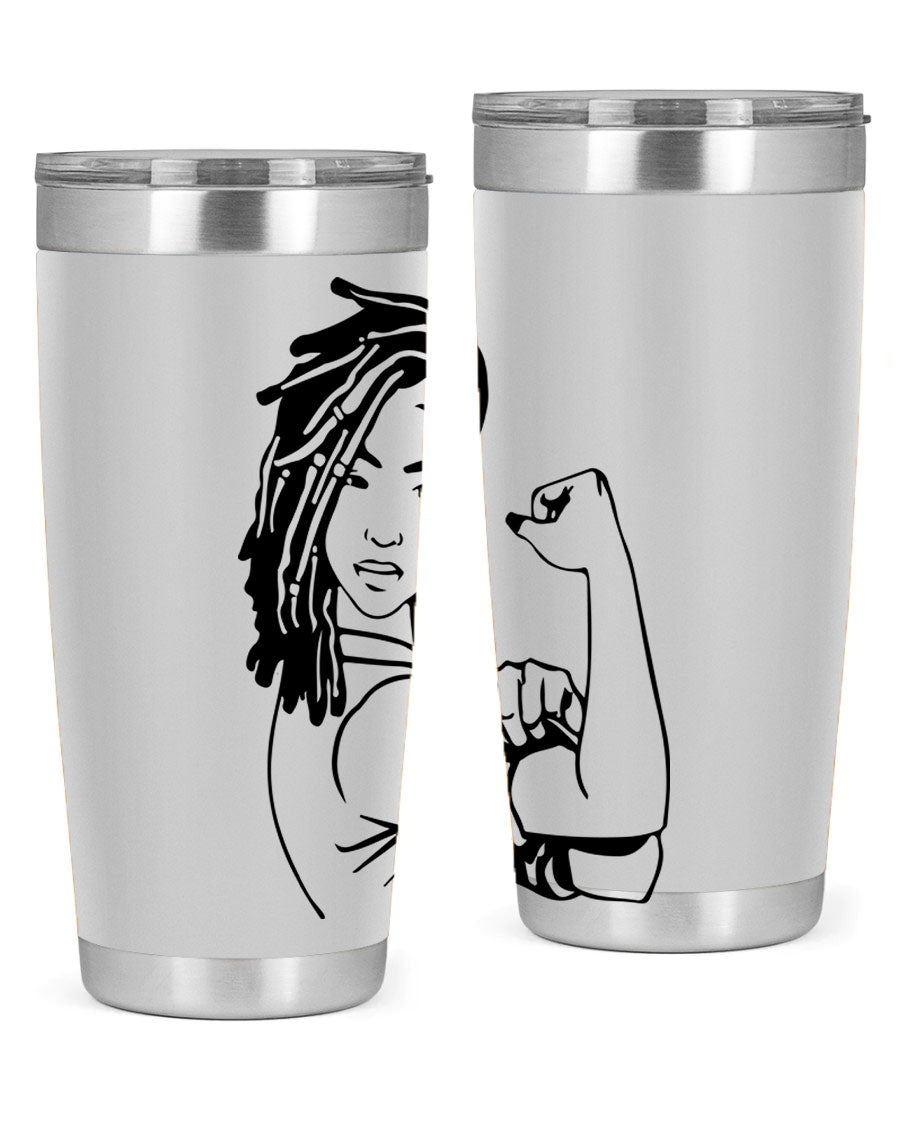 Black women queen tumbler showcasing a stylish design, made of stainless steel with a drink-thru lid.