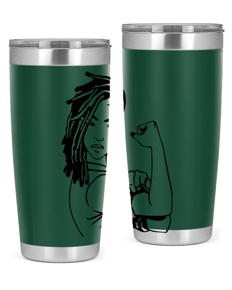 Black women queen tumbler showcasing a stylish design, made of stainless steel with a drink-thru lid.