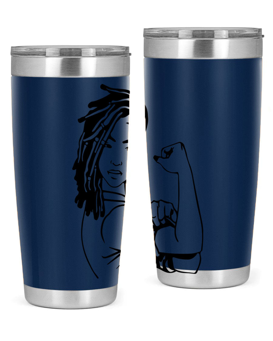 Black women queen tumbler showcasing a stylish design, made of stainless steel with a drink-thru lid.