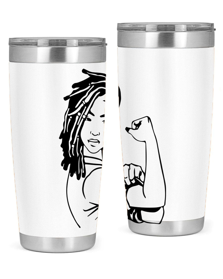 Black women queen tumbler showcasing a stylish design, made of stainless steel with a drink-thru lid.