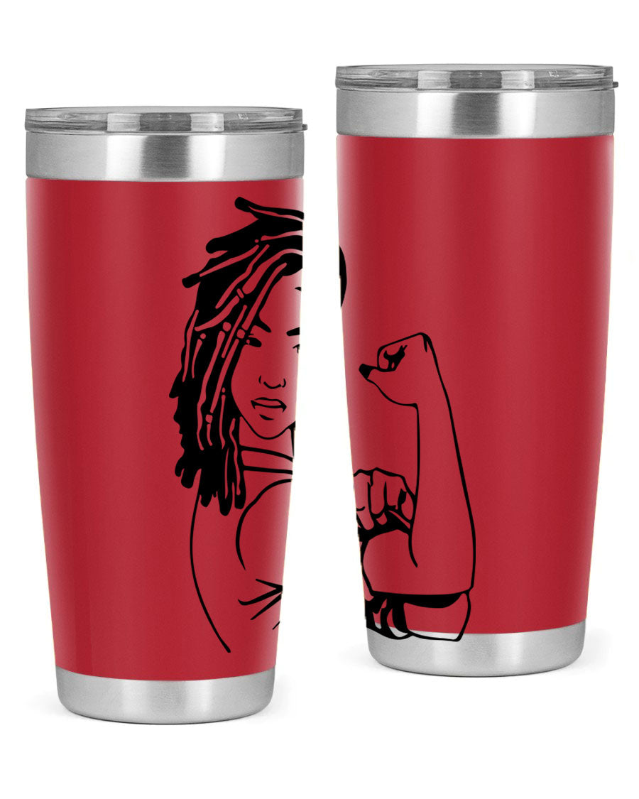 Black women queen tumbler showcasing a stylish design, made of stainless steel with a drink-thru lid.