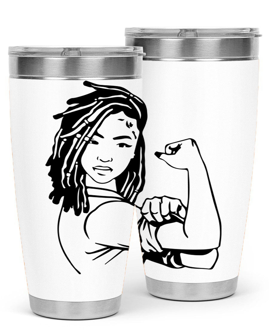 Black women queen tumbler showcasing a stylish design, made of stainless steel with a drink-thru lid.