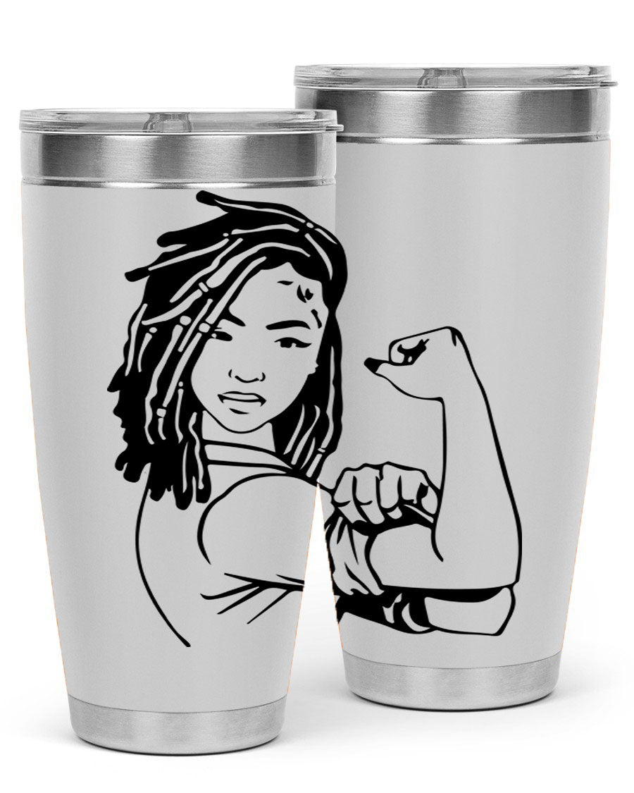 Black women queen tumbler showcasing a stylish design, made of stainless steel with a drink-thru lid.