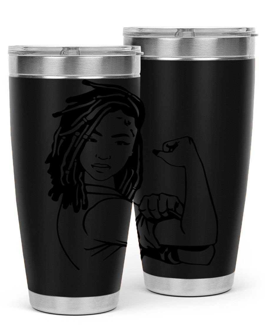 Black women queen tumbler showcasing a stylish design, made of stainless steel with a drink-thru lid.