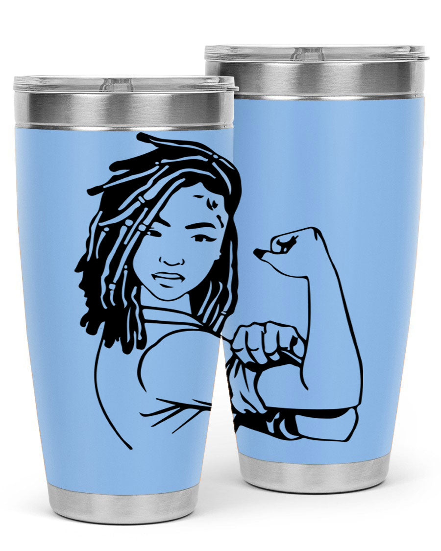 Black women queen tumbler showcasing a stylish design, made of stainless steel with a drink-thru lid.