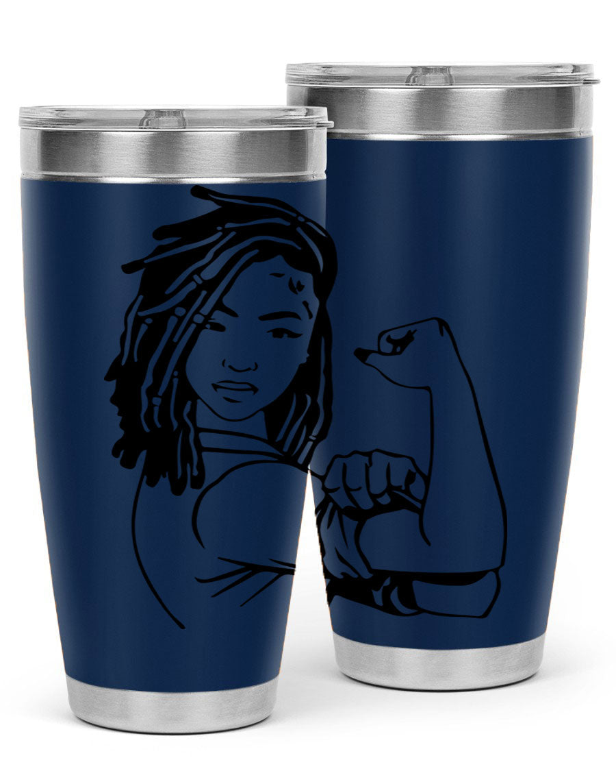 Black women queen tumbler showcasing a stylish design, made of stainless steel with a drink-thru lid.