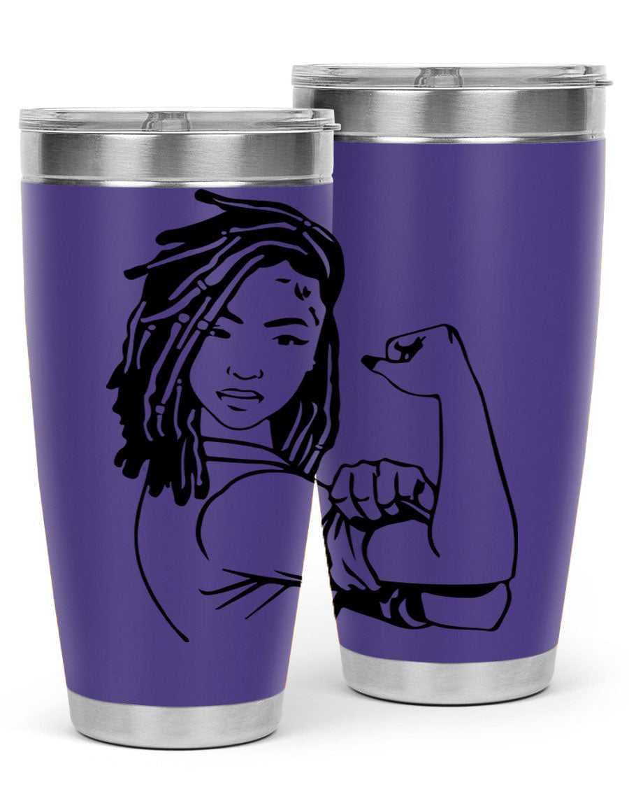 Black women queen tumbler showcasing a stylish design, made of stainless steel with a drink-thru lid.