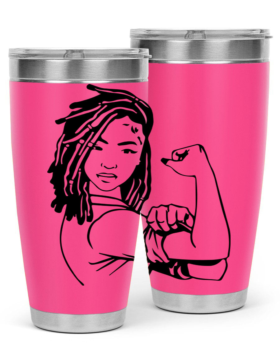 Black women queen tumbler showcasing a stylish design, made of stainless steel with a drink-thru lid.