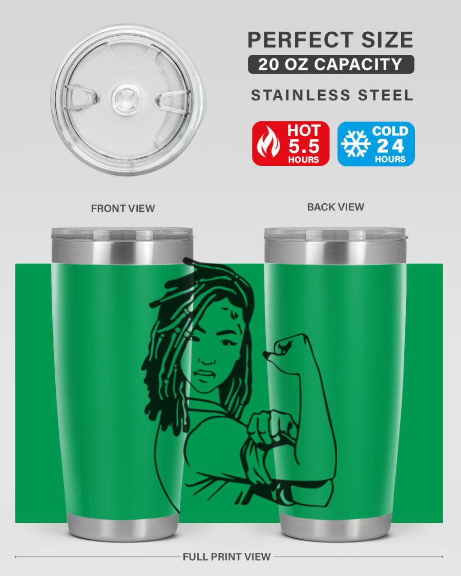 Black women queen tumbler showcasing a stylish design, made of stainless steel with a drink-thru lid.