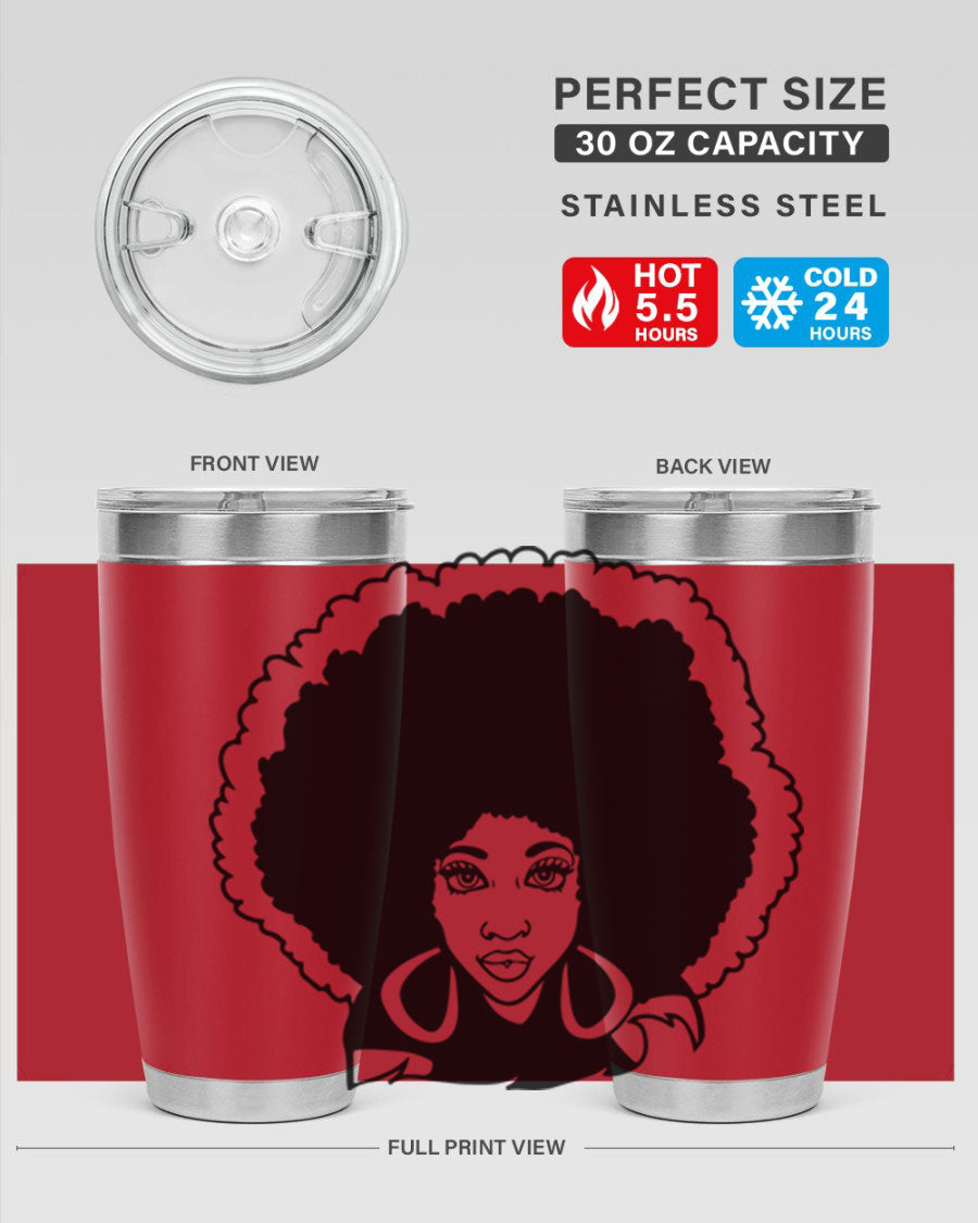 Black Women - Queen 60# Tumbler showcasing a stylish design with double wall vacuum insulation, perfect for hot and cold beverages.