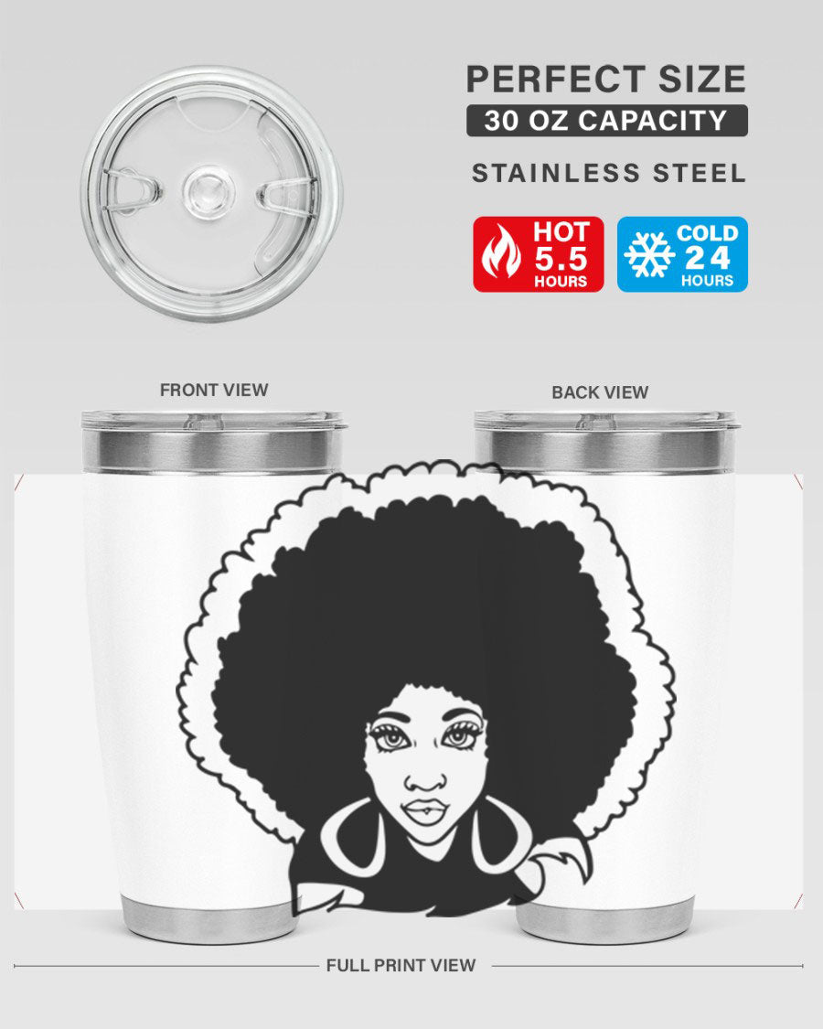 Black Women - Queen 60# Tumbler showcasing a stylish design with double wall vacuum insulation, perfect for hot and cold beverages.