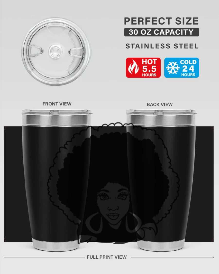 Black Women - Queen 60# Tumbler showcasing a stylish design with double wall vacuum insulation, perfect for hot and cold beverages.