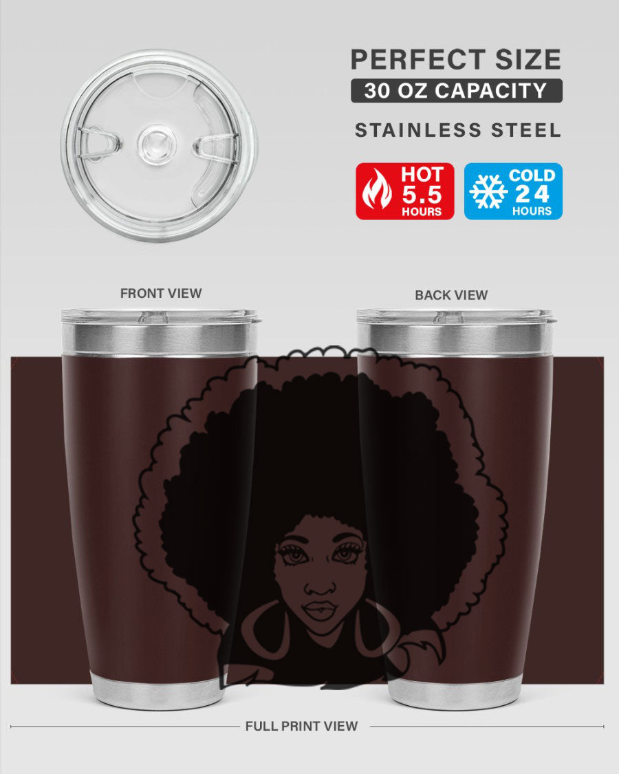 Black Women - Queen 60# Tumbler showcasing a stylish design with double wall vacuum insulation, perfect for hot and cold beverages.