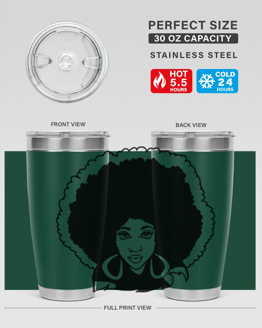 Black Women - Queen 60# Tumbler showcasing a stylish design with double wall vacuum insulation, perfect for hot and cold beverages.