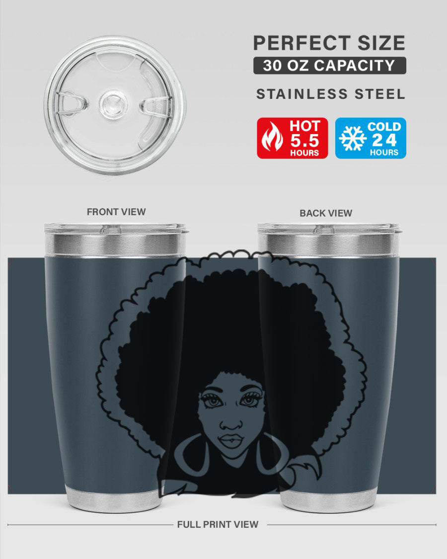 Black Women - Queen 60# Tumbler showcasing a stylish design with double wall vacuum insulation, perfect for hot and cold beverages.