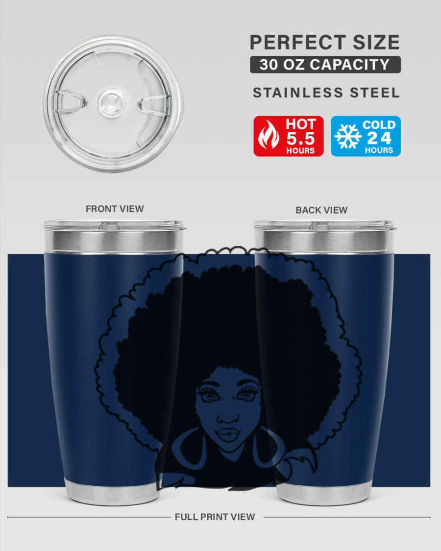 Black Women - Queen 60# Tumbler showcasing a stylish design with double wall vacuum insulation, perfect for hot and cold beverages.