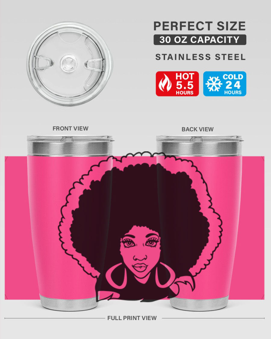 Black Women - Queen 60# Tumbler showcasing a stylish design with double wall vacuum insulation, perfect for hot and cold beverages.