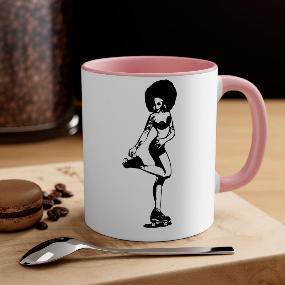 Black Women - Queen 62# Mug with colorful handle and glossy finish, available in multiple colors and sizes.