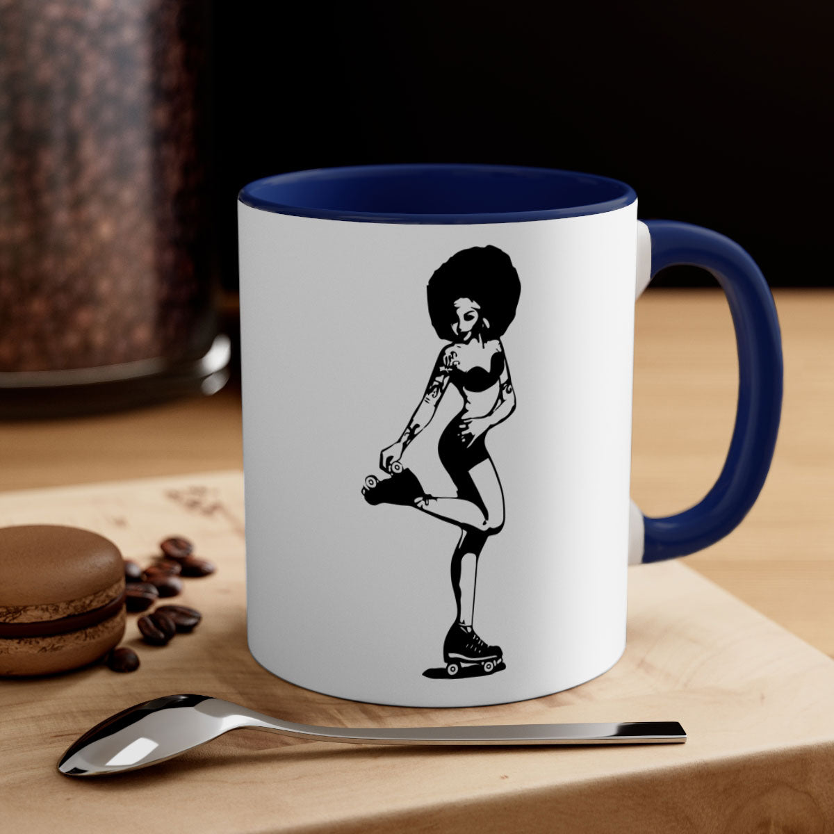 Black Women - Queen 62# Mug with colorful handle and glossy finish, available in multiple colors and sizes.