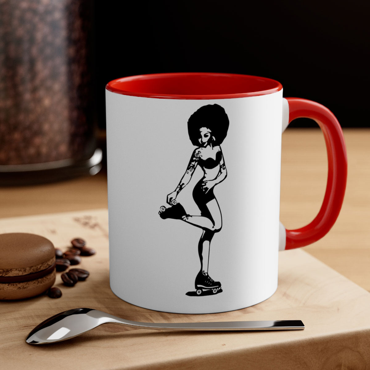 Black Women - Queen 62# Mug with colorful handle and glossy finish, available in multiple colors and sizes.