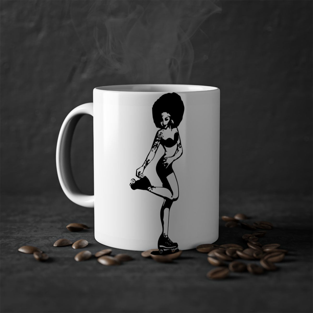 Black Women - Queen 62# Mug with colorful handle and glossy finish, available in multiple colors and sizes.