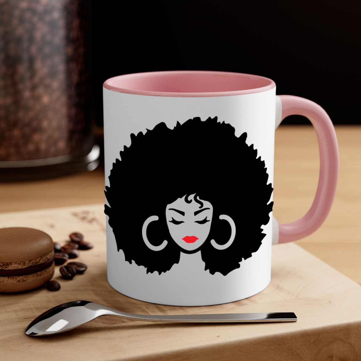 Black Women - Queen 63# Mug with colorful handle and glossy finish, available in multiple colors and sizes.