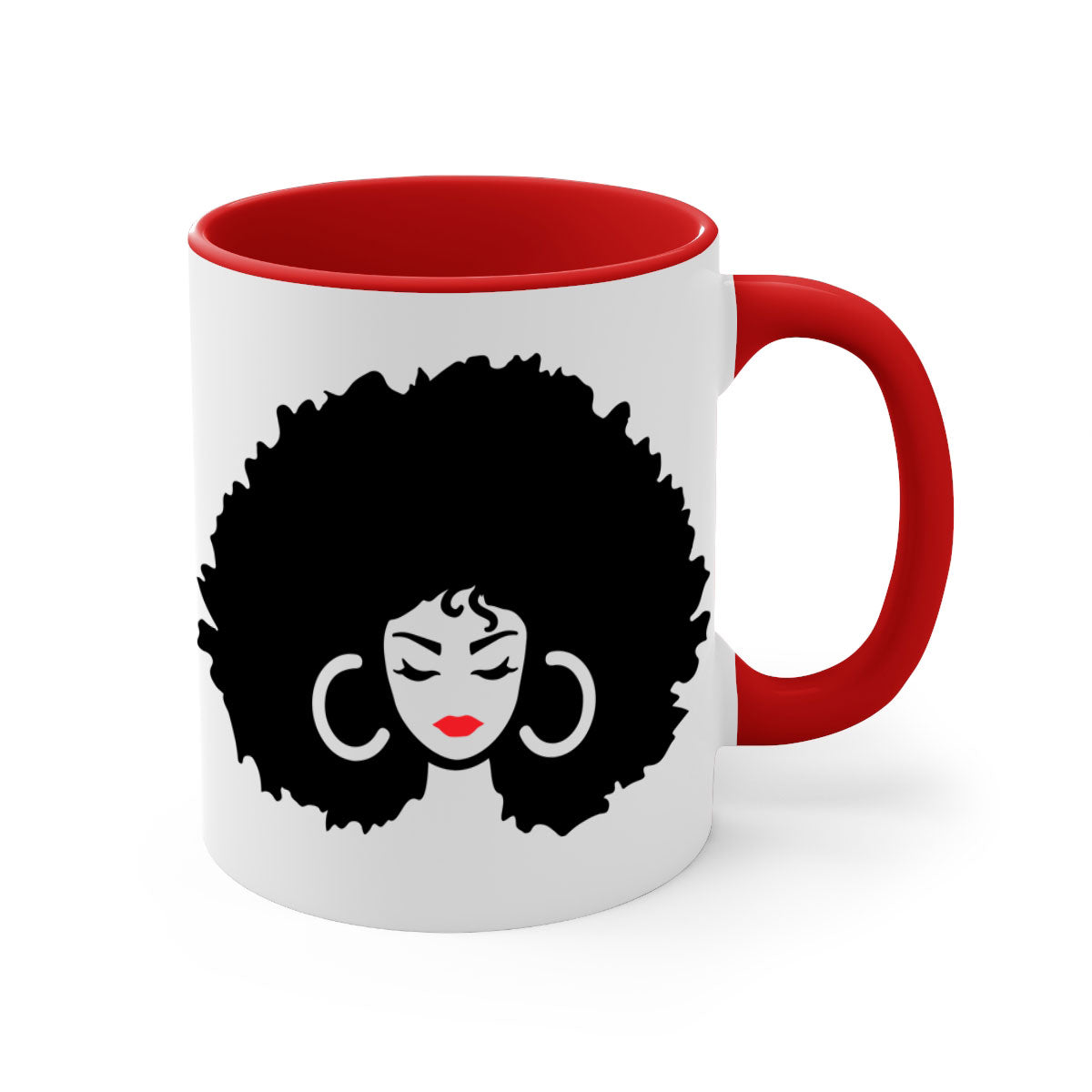 Black Women - Queen 63# Mug with colorful handle and glossy finish, available in multiple colors and sizes.