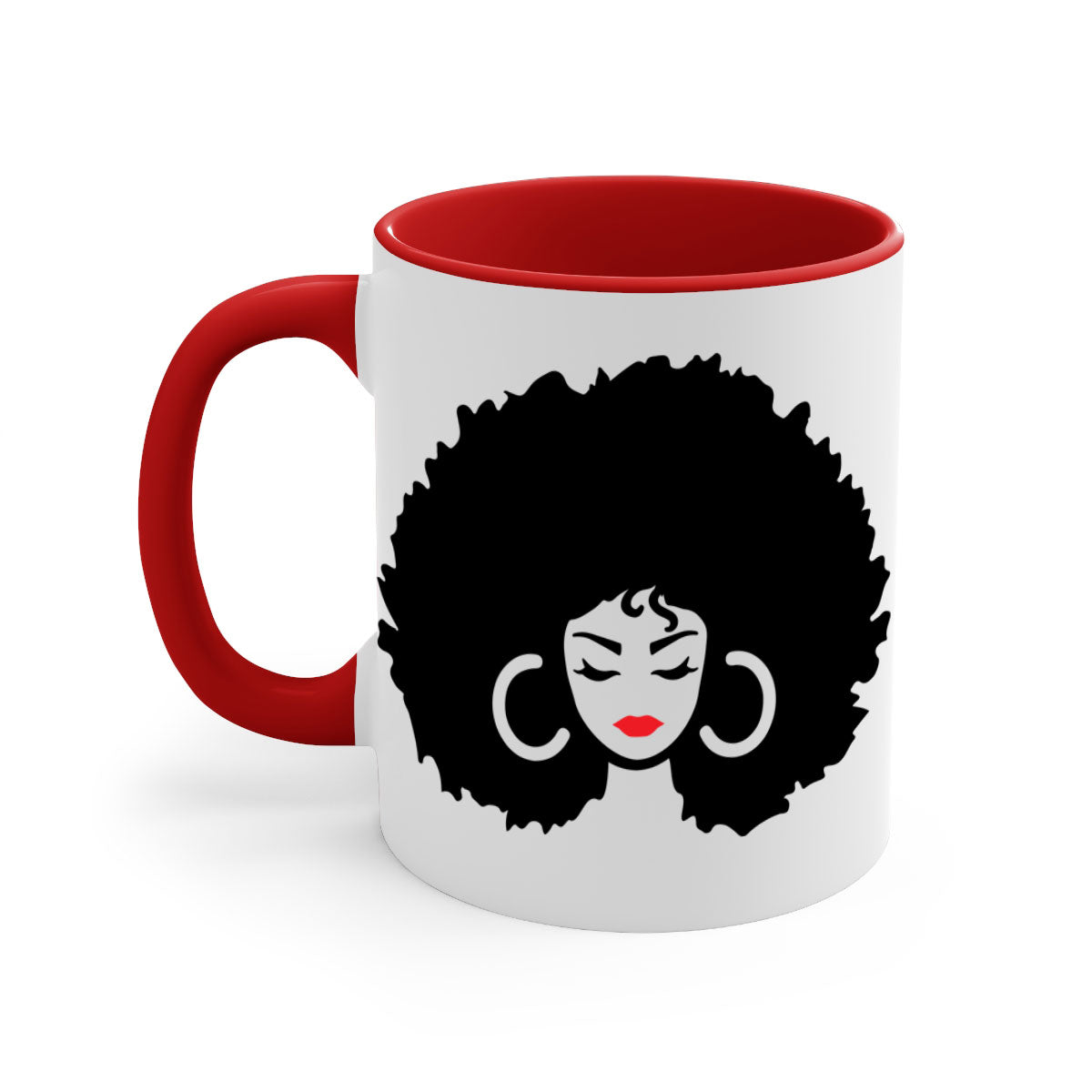 Black Women - Queen 63# Mug with colorful handle and glossy finish, available in multiple colors and sizes.