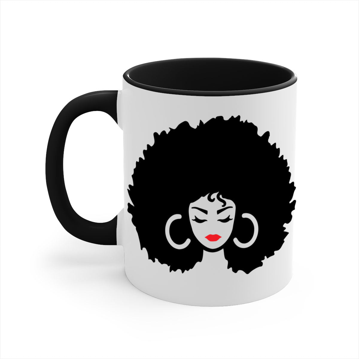 Black Women - Queen 63# Mug with colorful handle and glossy finish, available in multiple colors and sizes.