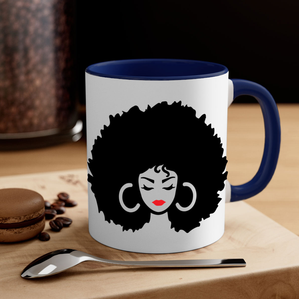 Black Women - Queen 63# Mug with colorful handle and glossy finish, available in multiple colors and sizes.