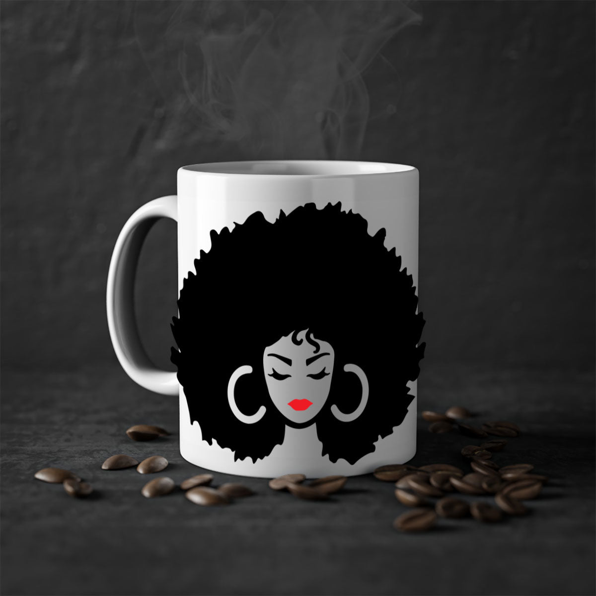 Black Women - Queen 63# Mug with colorful handle and glossy finish, available in multiple colors and sizes.