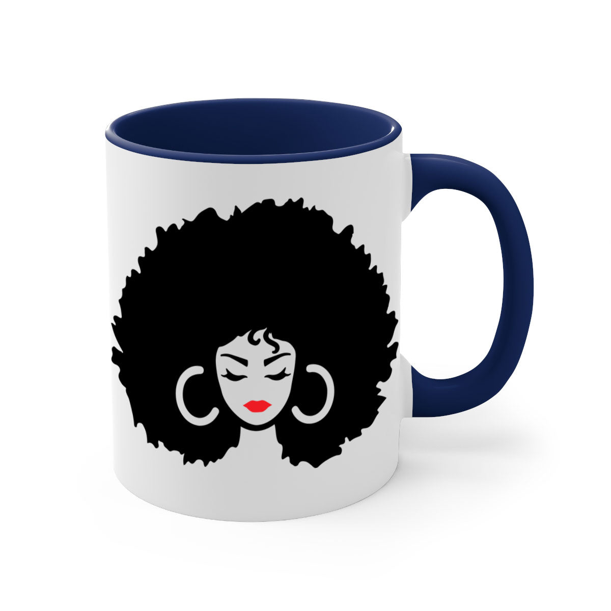 Black Women - Queen 63# Mug with colorful handle and glossy finish, available in multiple colors and sizes.