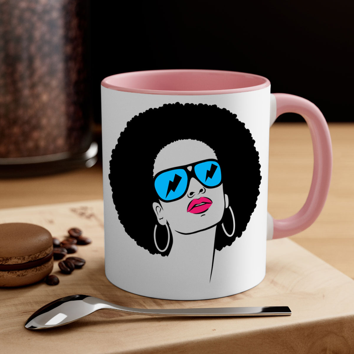 Black Women - Queen 65# Mug featuring a two-tone design with a colored handle and glossy finish, available in multiple colors.