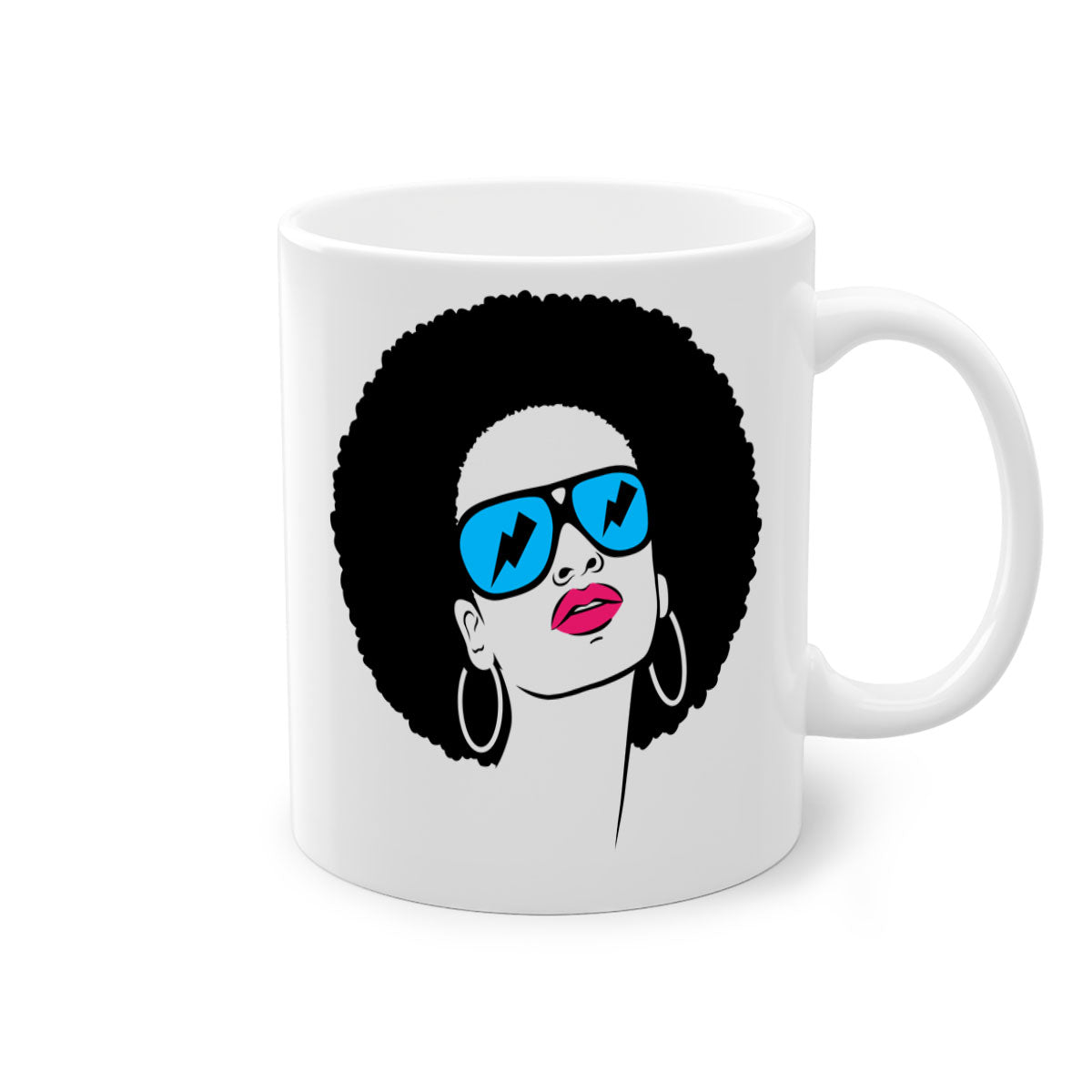 Black Women - Queen 65# Mug featuring a two-tone design with a colored handle and glossy finish, available in multiple colors.