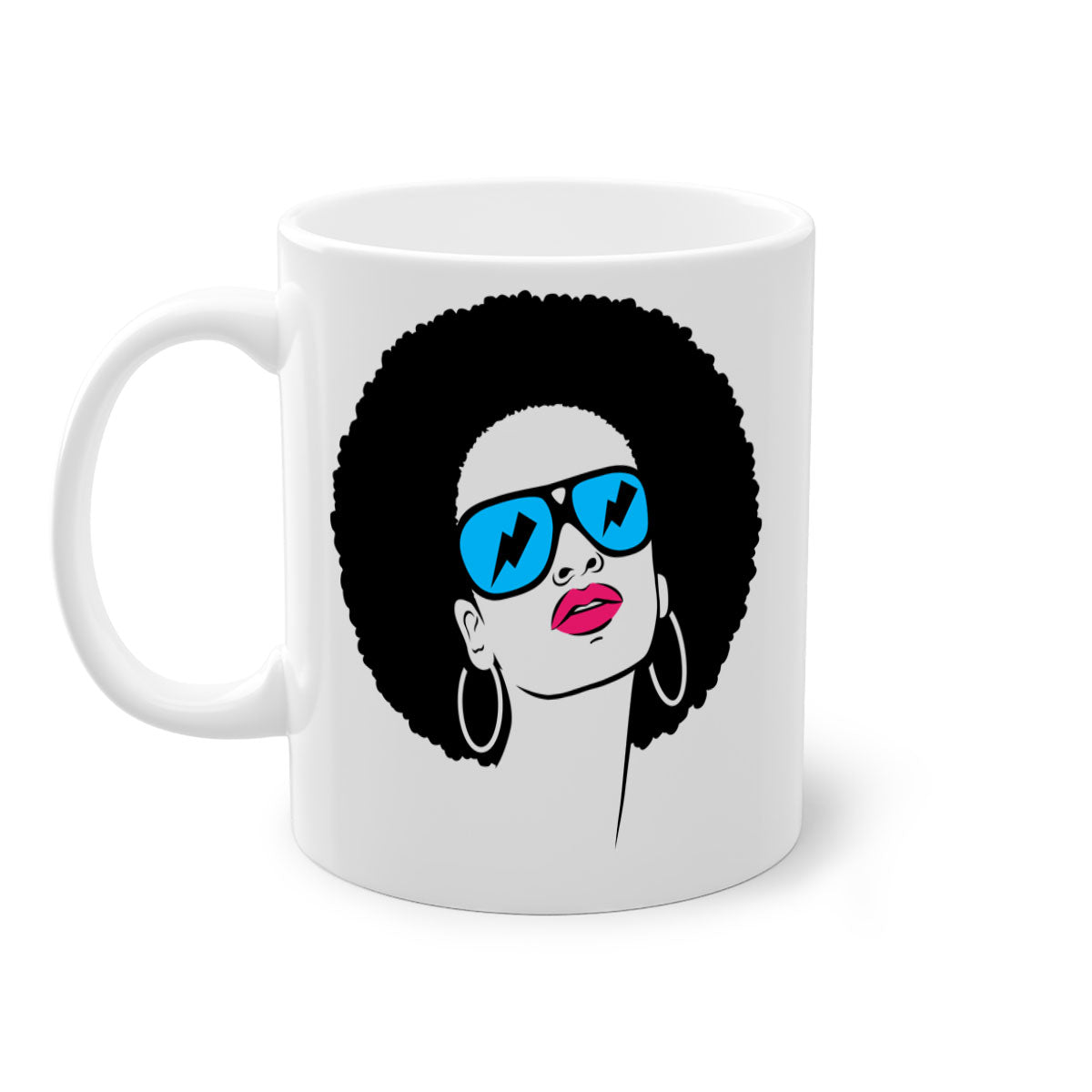 Black Women - Queen 65# Mug featuring a two-tone design with a colored handle and glossy finish, available in multiple colors.